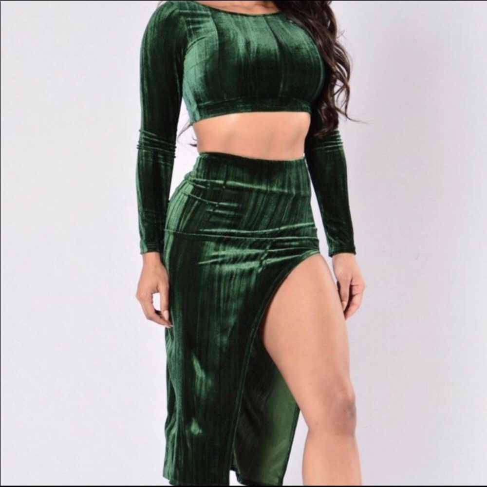 Fashion Nova Green Skirt Set
